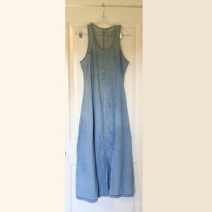 Vintage Long Denim Dress light wash Size 8 Button Up farmhouse Cottagecore